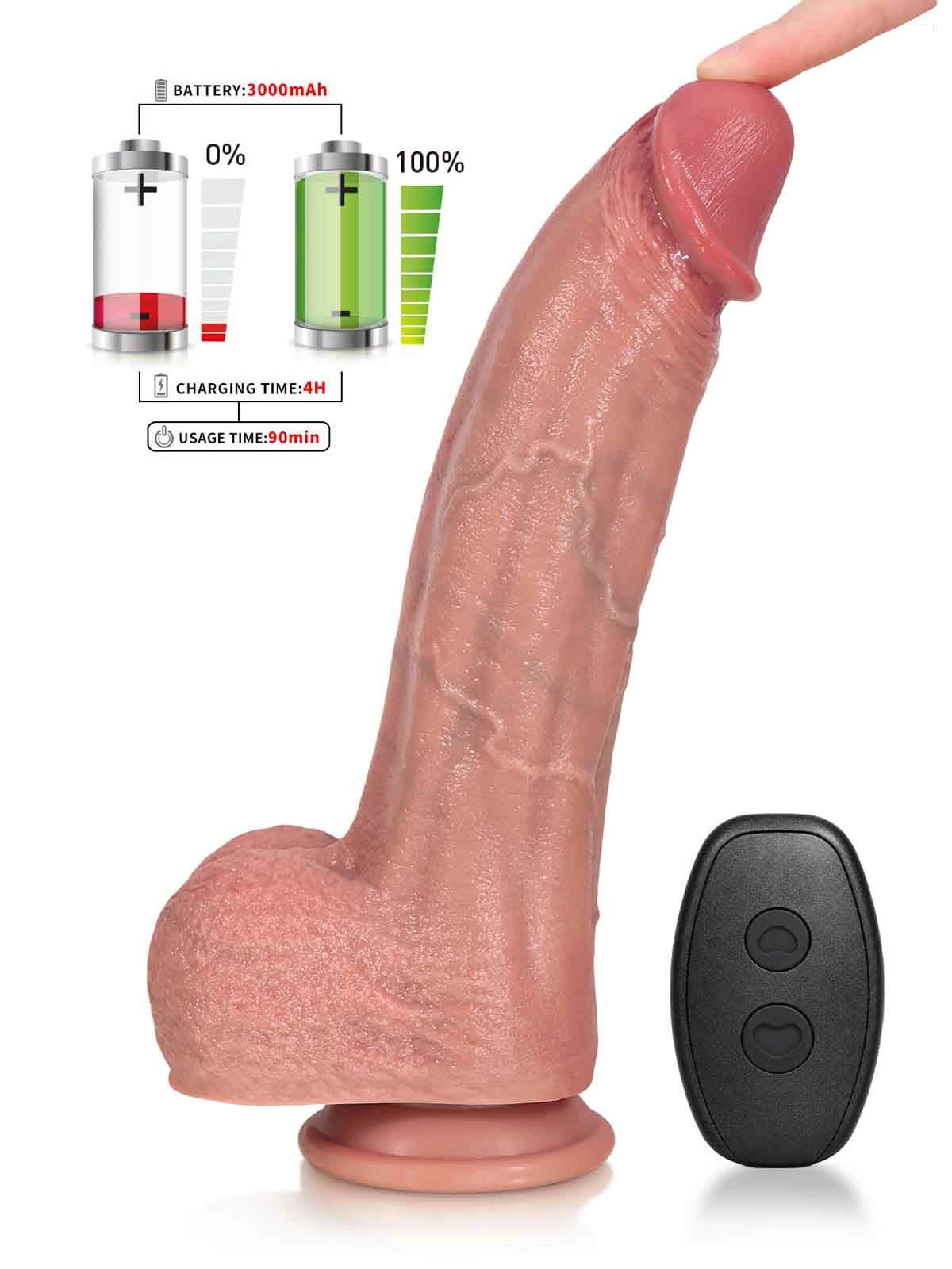 Henry - Levensechte Stotende Dildo met Verwarming en Zuignap - 27,4 cm
