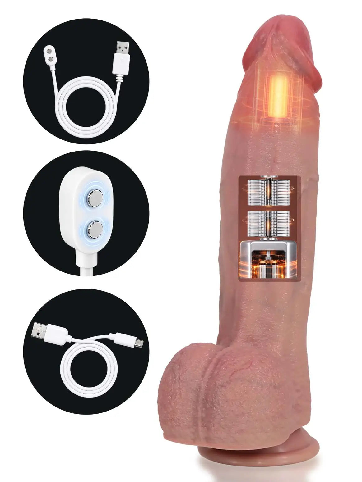 Henry - Levensechte Stotende Dildo met Verwarming en Zuignap - 27,4 cm