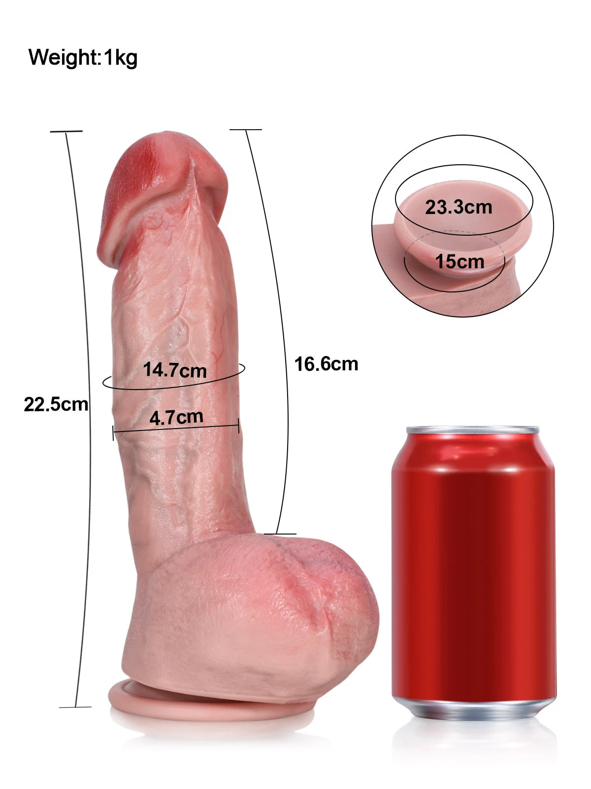 Jack - Dikke Realistische Dildo met Uitgesproken Eikel - 22,5 of 32 cm