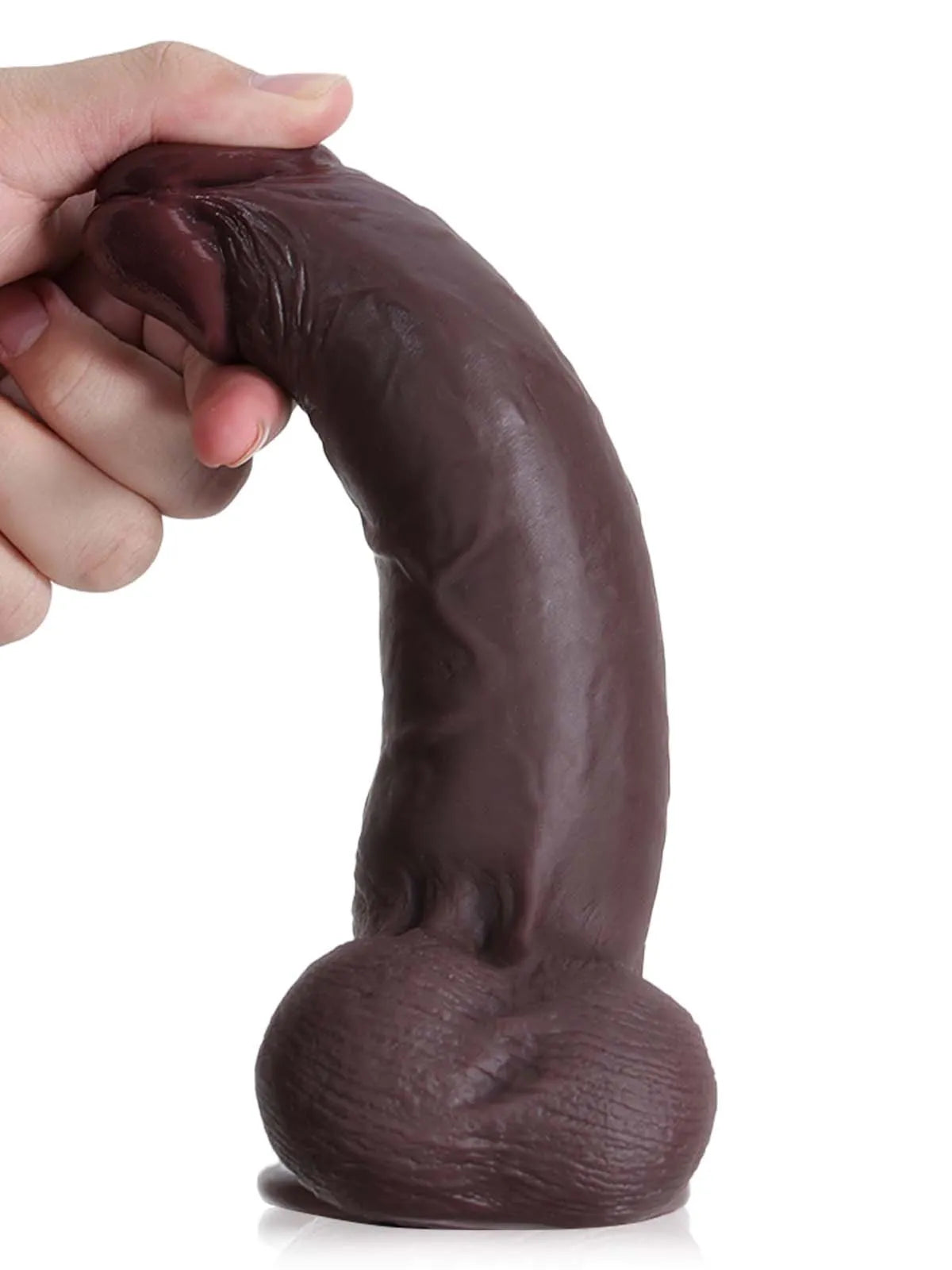 Jackson - Zwarte Dildo met Slijdende Huid en Beweegbare Ballen - 21,5 cm