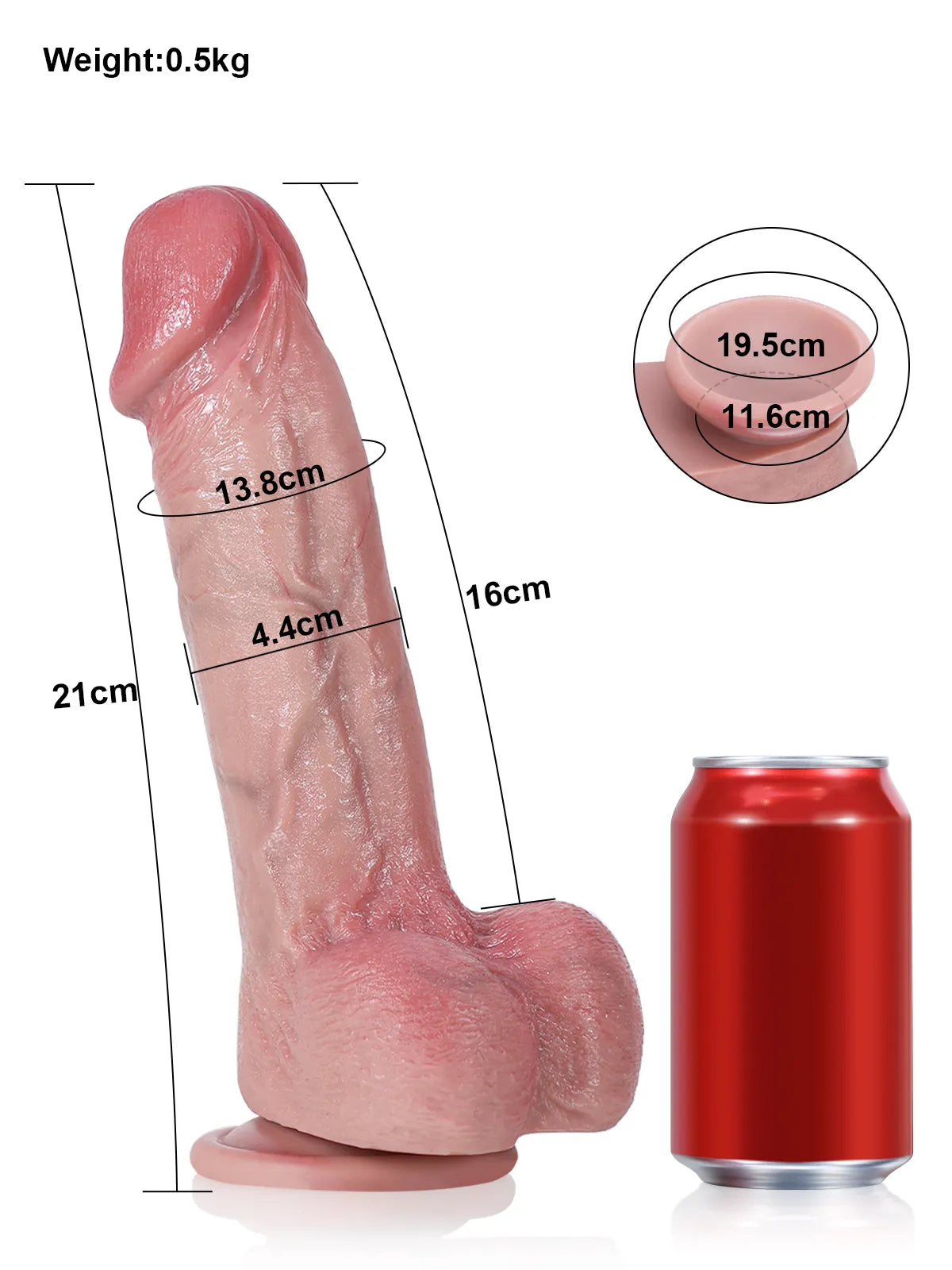 Jake - G-Spot Realistische Gebogen Dildo met Buigbare Metalen Kiel - 21 cm