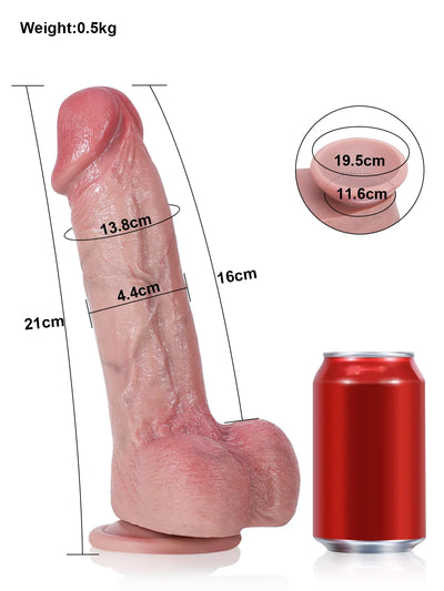 Jake - G-Spot Realistische Gebogen Dildo met Buigbare Metalen Kiel - 21 cm