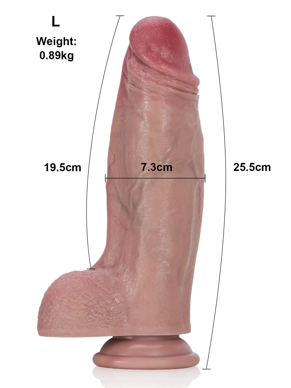 Jorge - Dikke Korte Realistische Dildo met Zachte Textuur en Richel - 25,5 cm