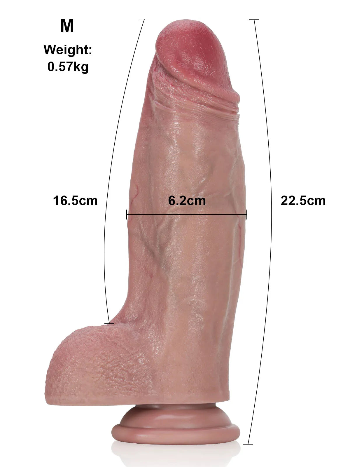 Jorge - Dikke Korte Realistische Dildo met Zachte Textuur en Richel - 25,5 cm
