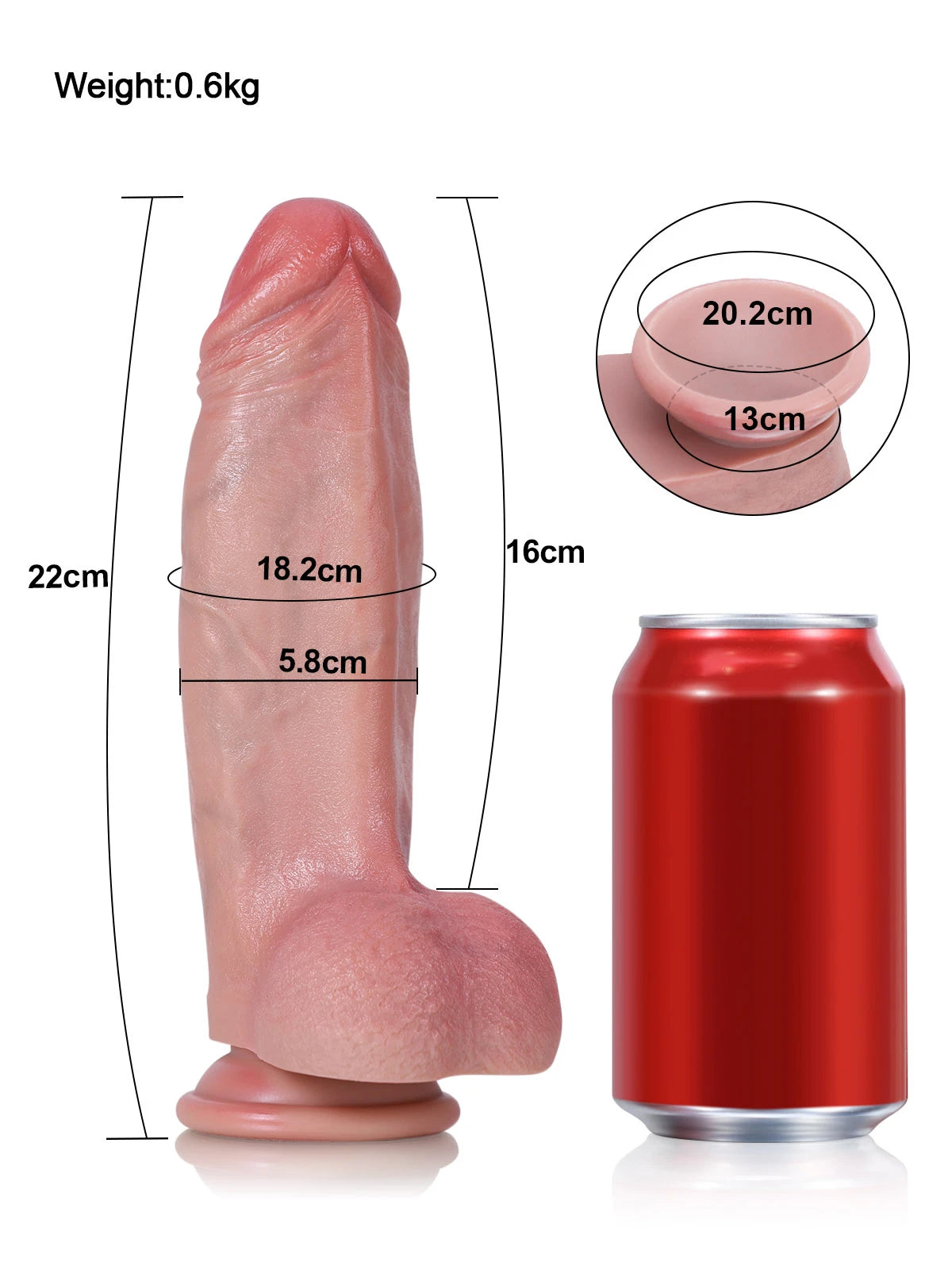 Jorge - Dikke Korte Realistische Dildo met Zachte Textuur en Richel - 22 cm