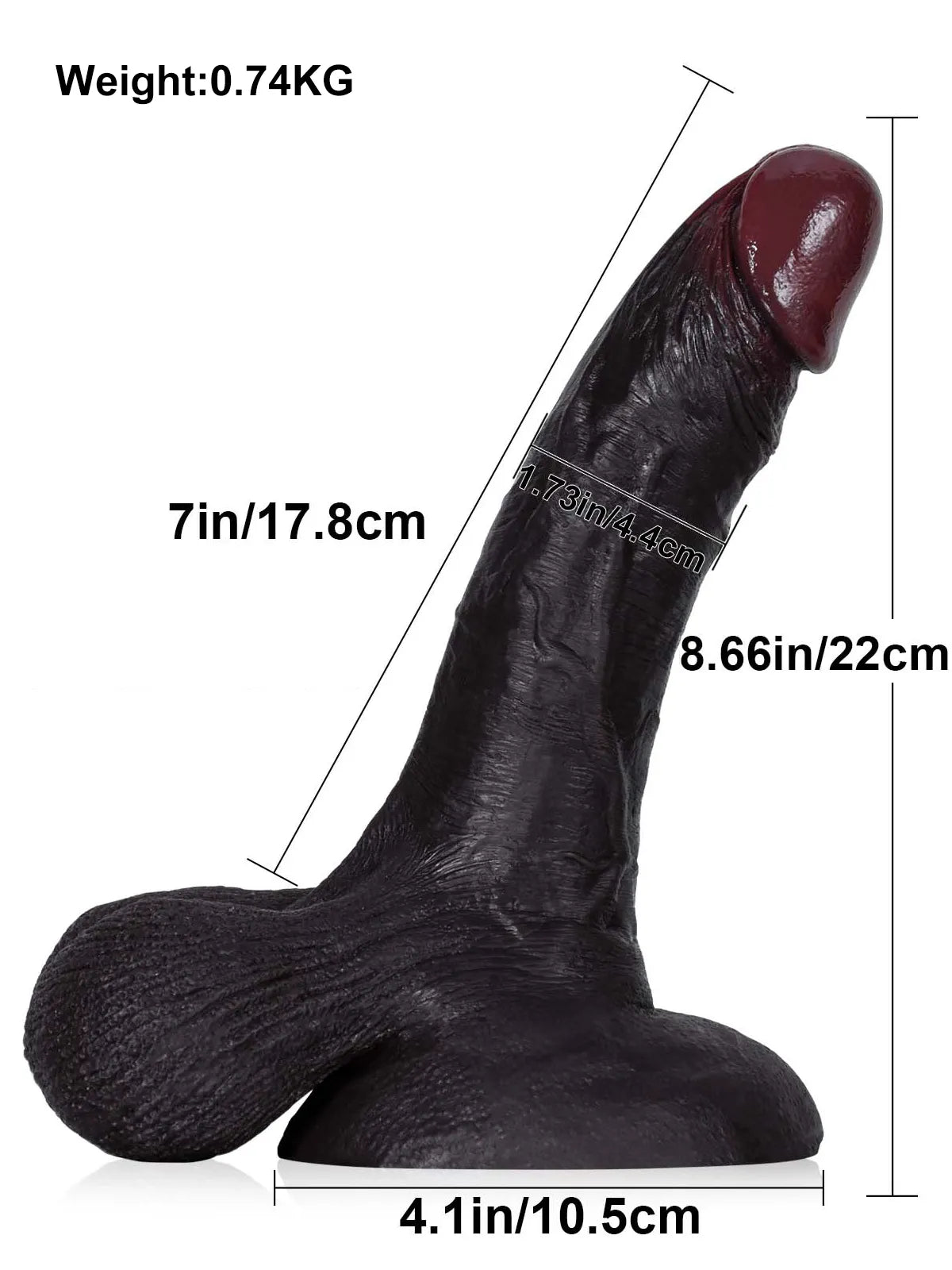 Kellz - Zwarte Realistische Dildo met Beweegbare Ballen - 22 cm
