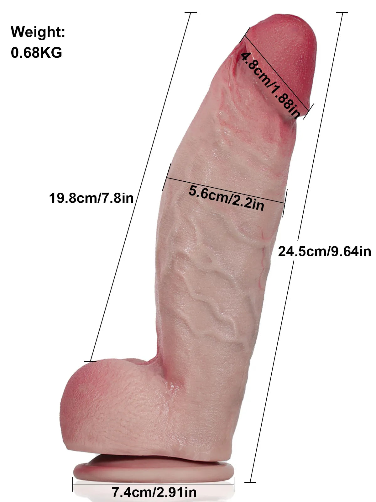 Kimi Big Brother - Realistische Dikke Korte Dildo met Zachte Huid - 24,5 cm