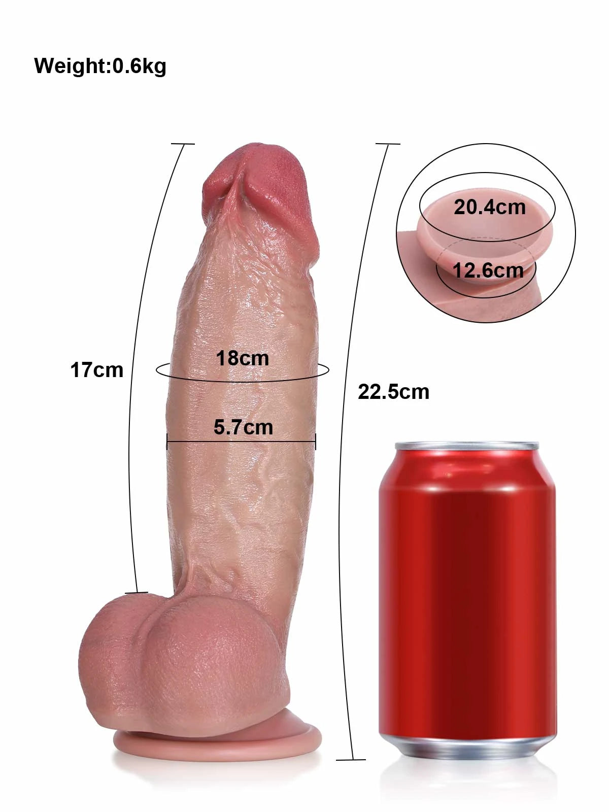 Kimi - Dikke Realistische Dildo van Zacht Silicone - 22,5 cm