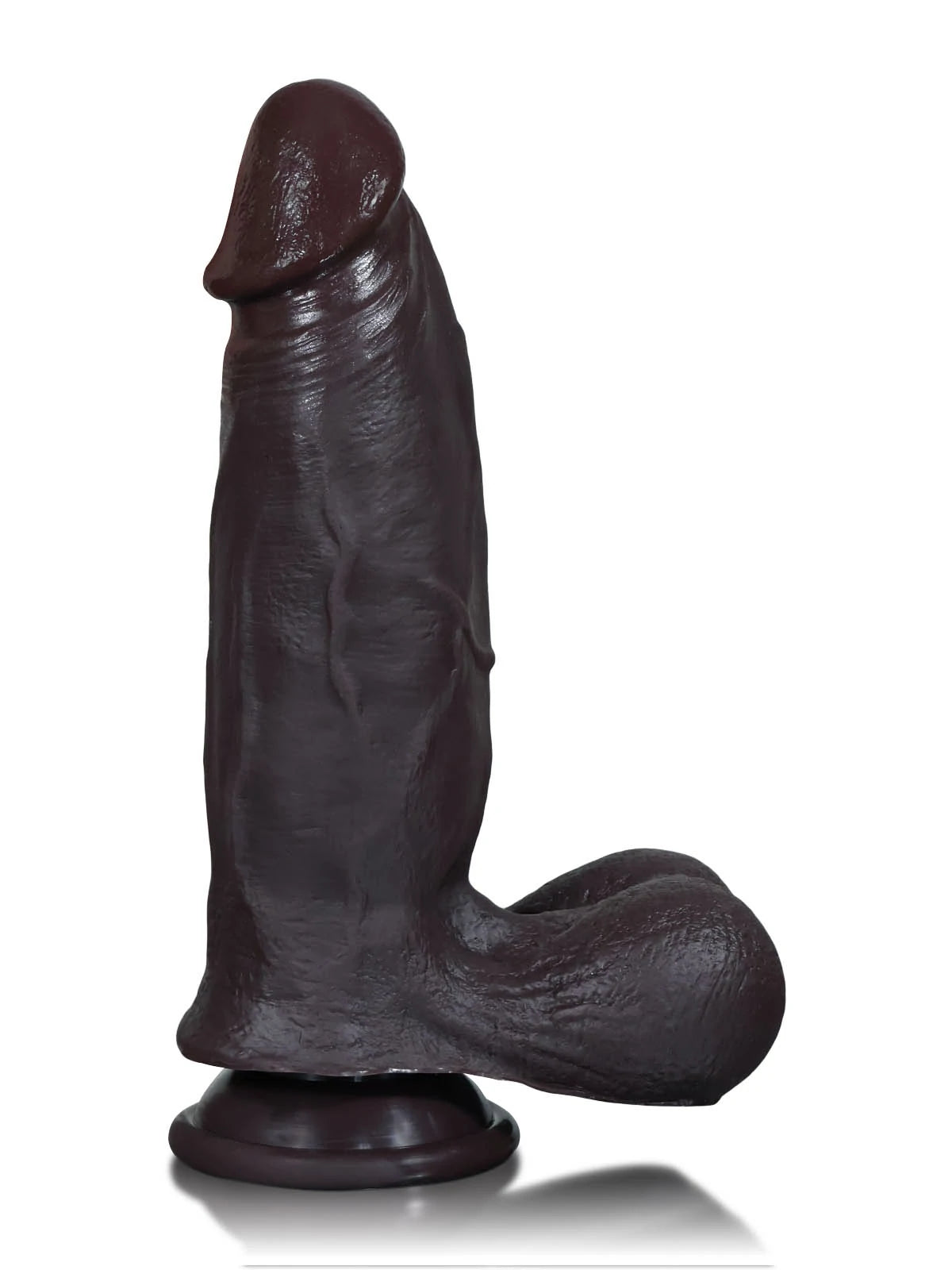 Konrad - Realistische Sliding Skin Dildo Dik Zwart met Beweegbare Testikels - 22,3 cm