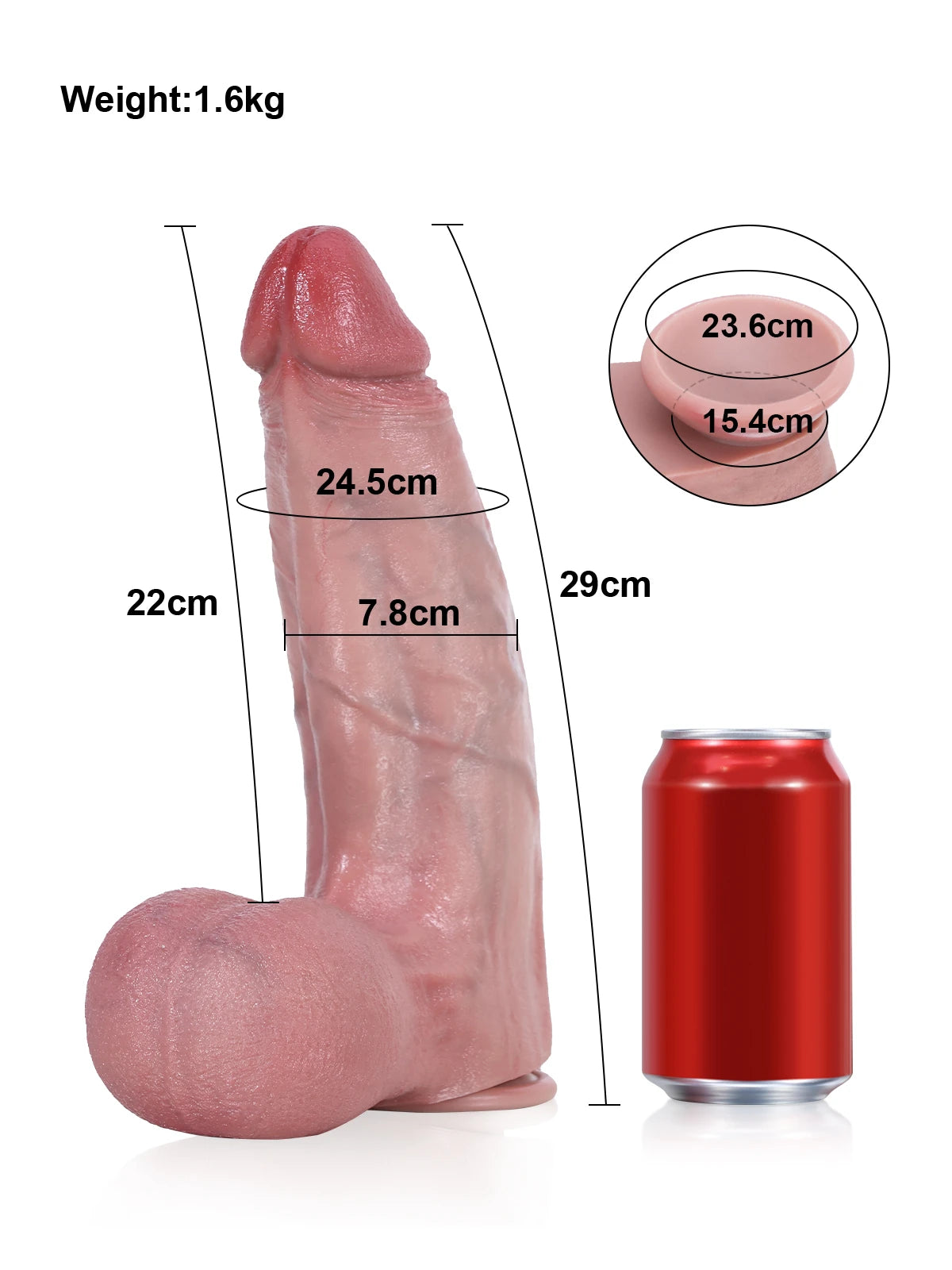 Lee - Dikke dildo met opstaande texturen en kleine eikel - 29 cm
