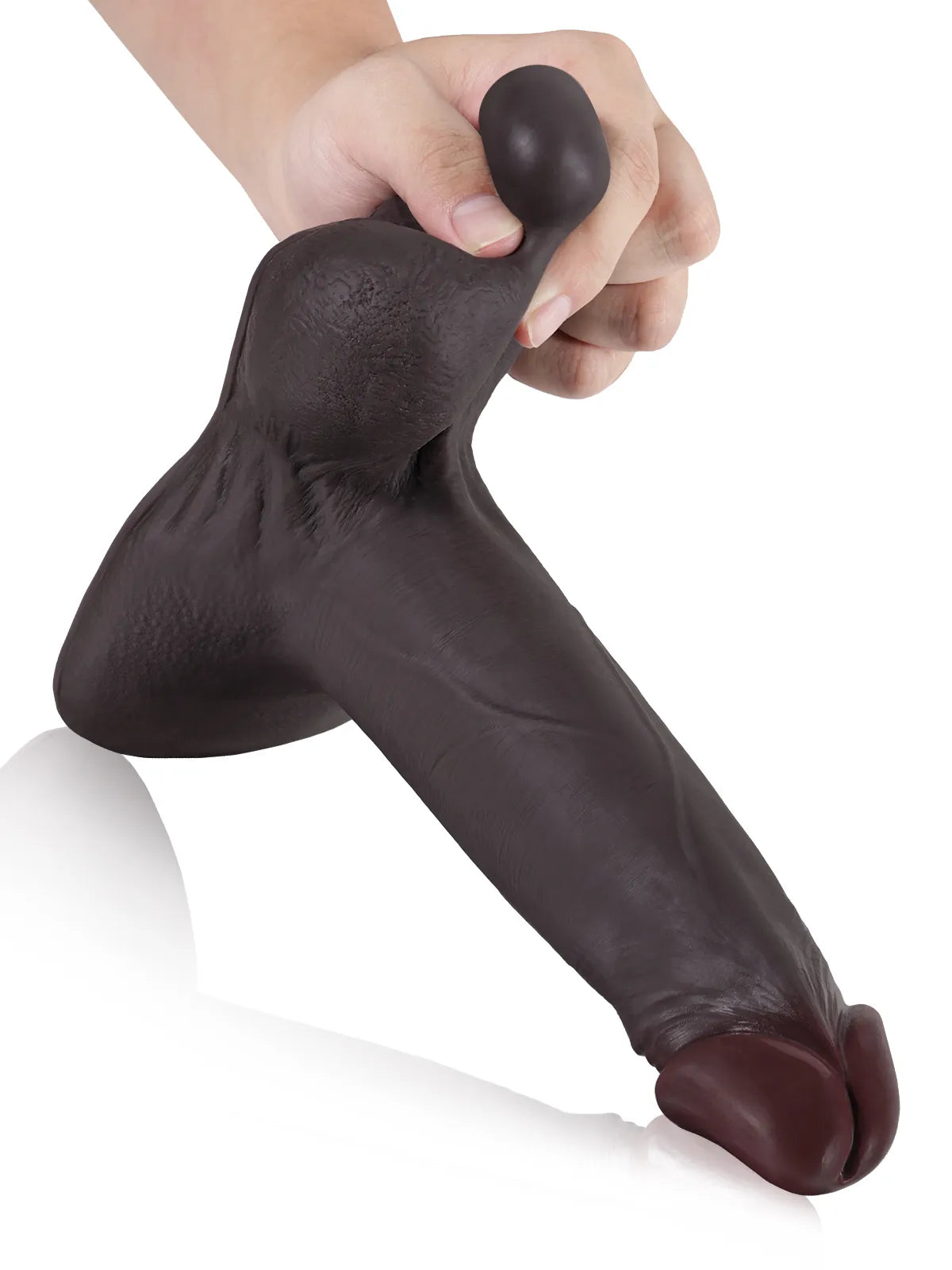 Lichtner - Zwarte Realistische Dildo met Glijdende Huid en Vac-U-Lock Aansluiting - 24 cm