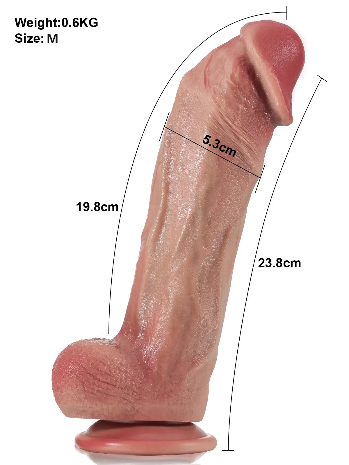 Machete - Flesh G-Spot Curved Dildo met Metalen Kiel - 23,8 cm