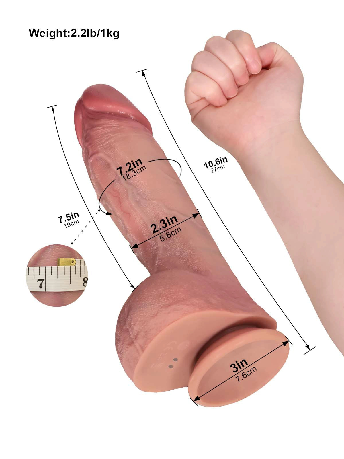 Marcus - Dikke Stotende Dildo met Opwaartse Kromming en Verwarming - 27 cm