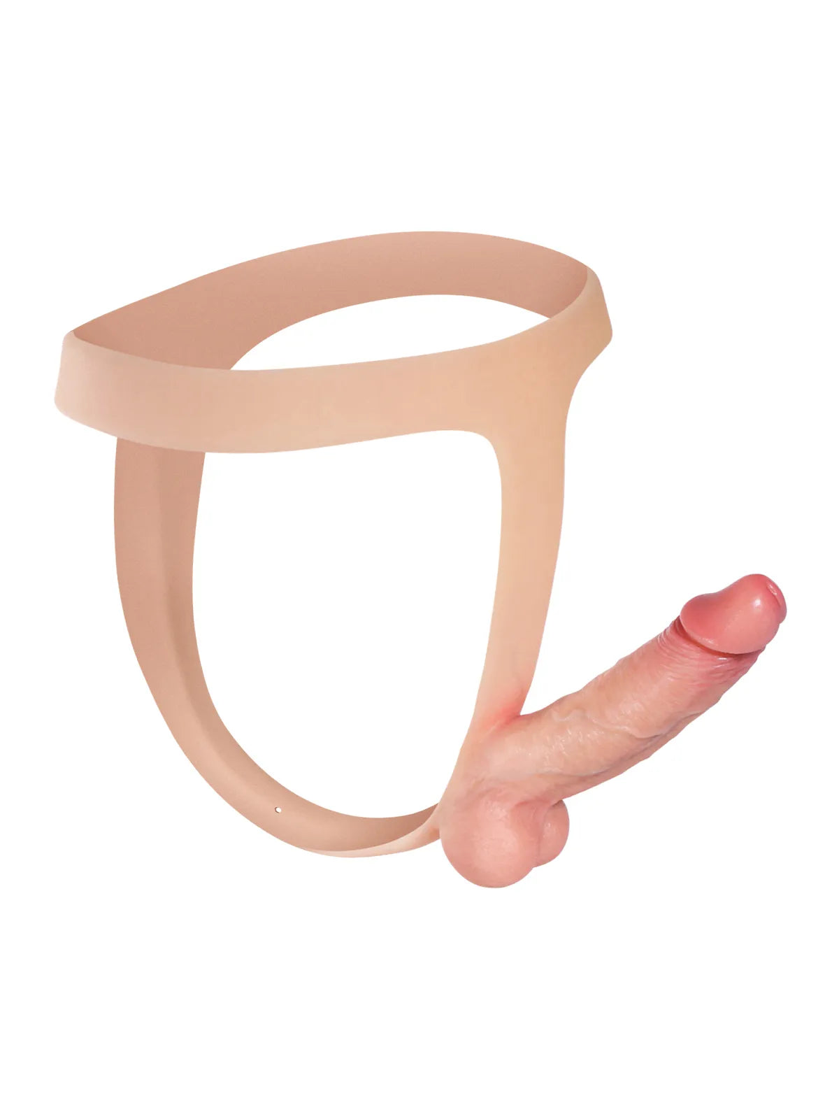 Nathan - Ultra-Dunne Siliconen Voorbind Dildo met Vlezig Huid - 15 cm