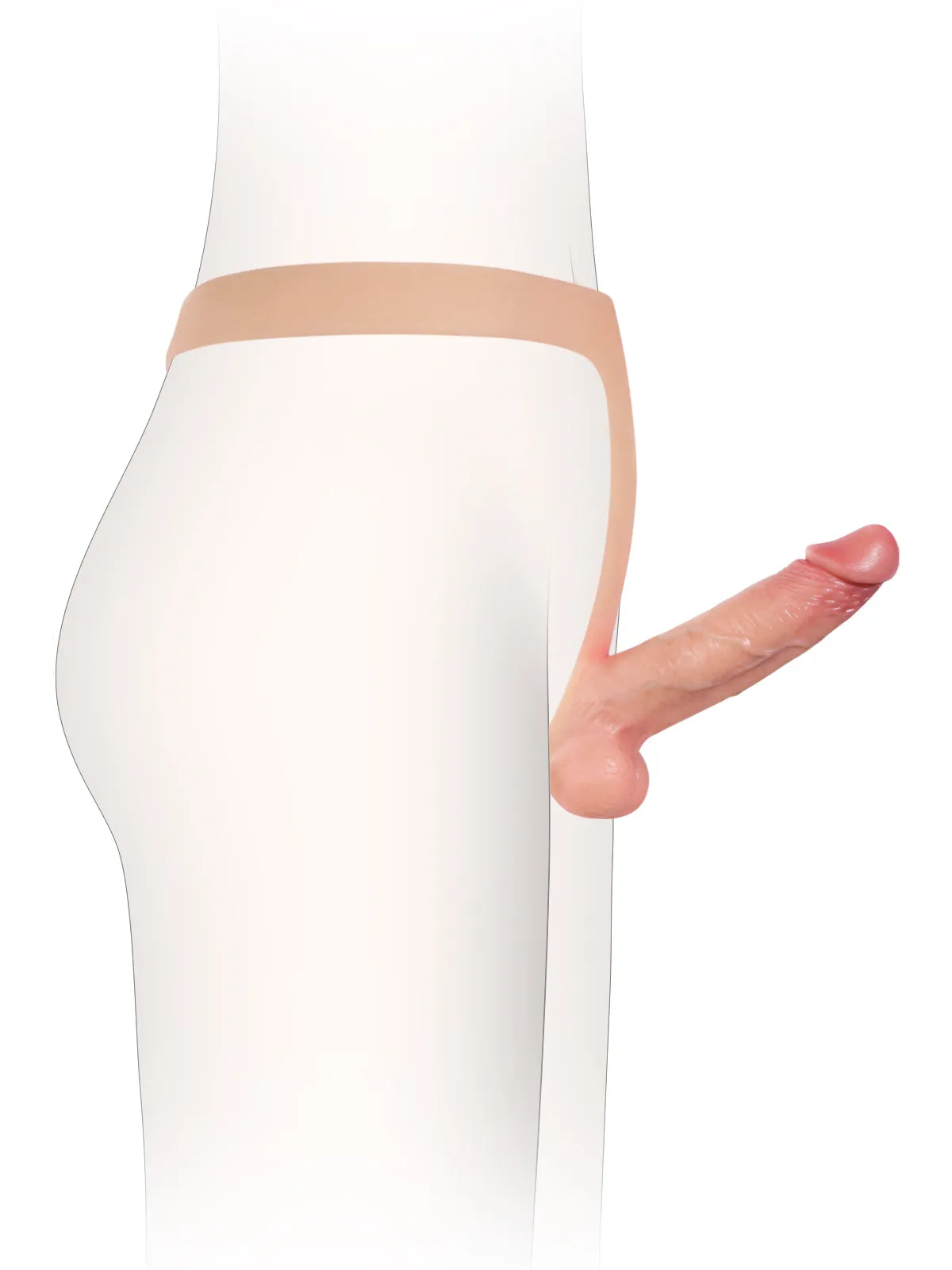 Nathan - Ultra-Dunne Siliconen Voorbind Dildo met Vlezig Huid - 15 cm