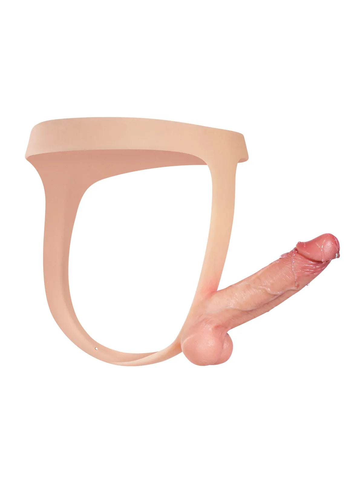 Nathan - Ultra-Dunne Siliconen Voorbind Dildo met Vlezig Huid - 15 cm