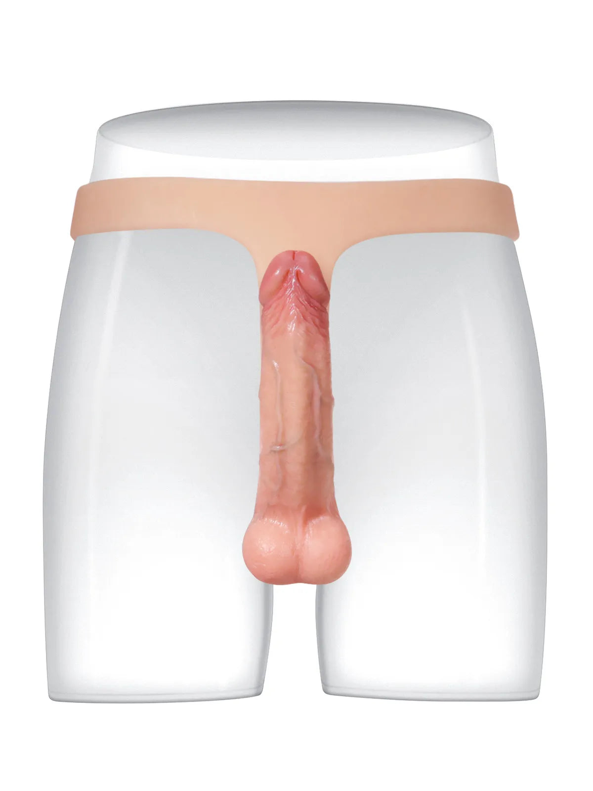 Nathan - Ultra-Dunne Siliconen Voorbind Dildo met Vlezig Huid - 15 cm