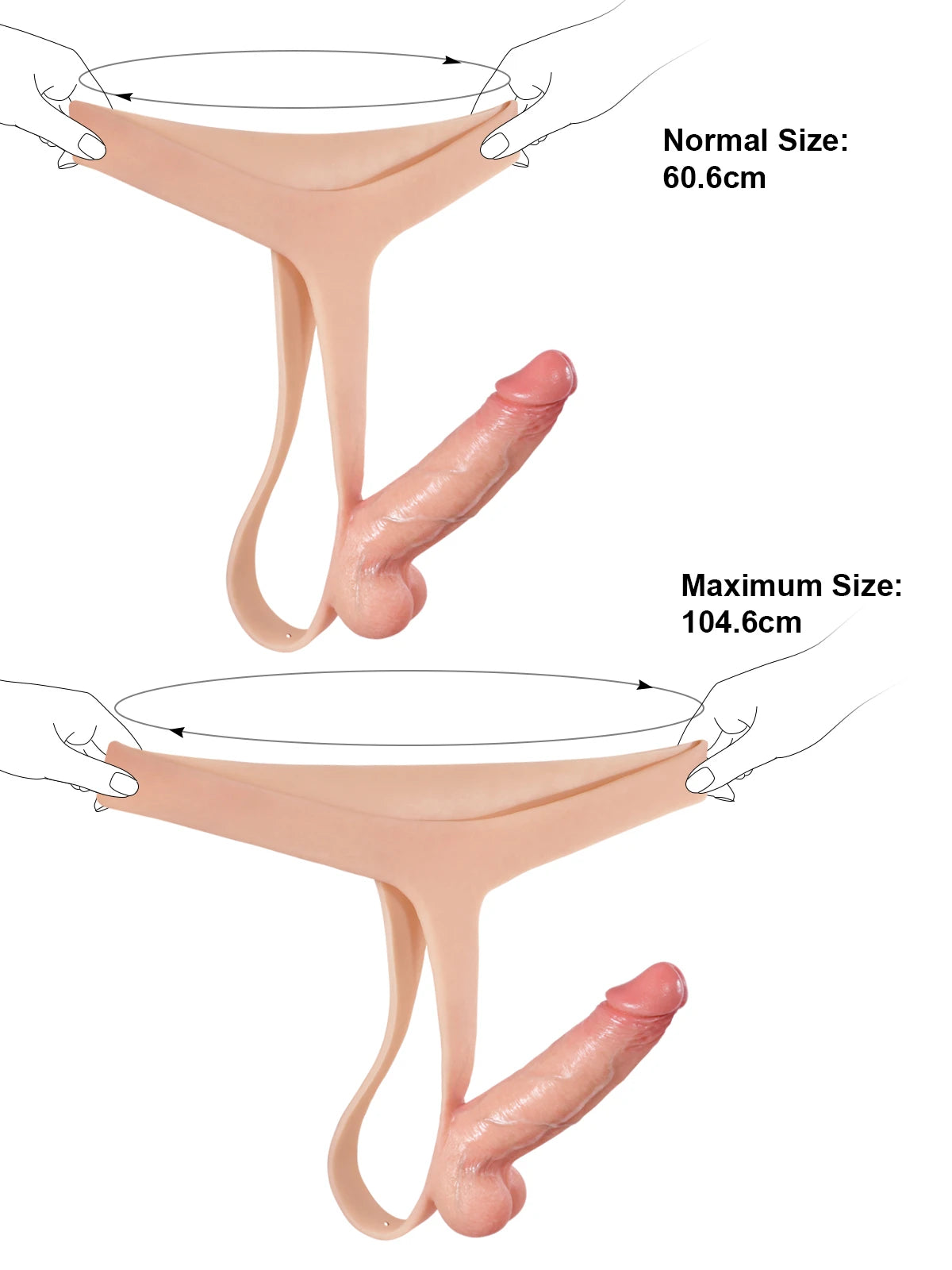Nathan - Ultra-Dunne Siliconen Voorbind Dildo met Vlezig Huid - 15 cm
