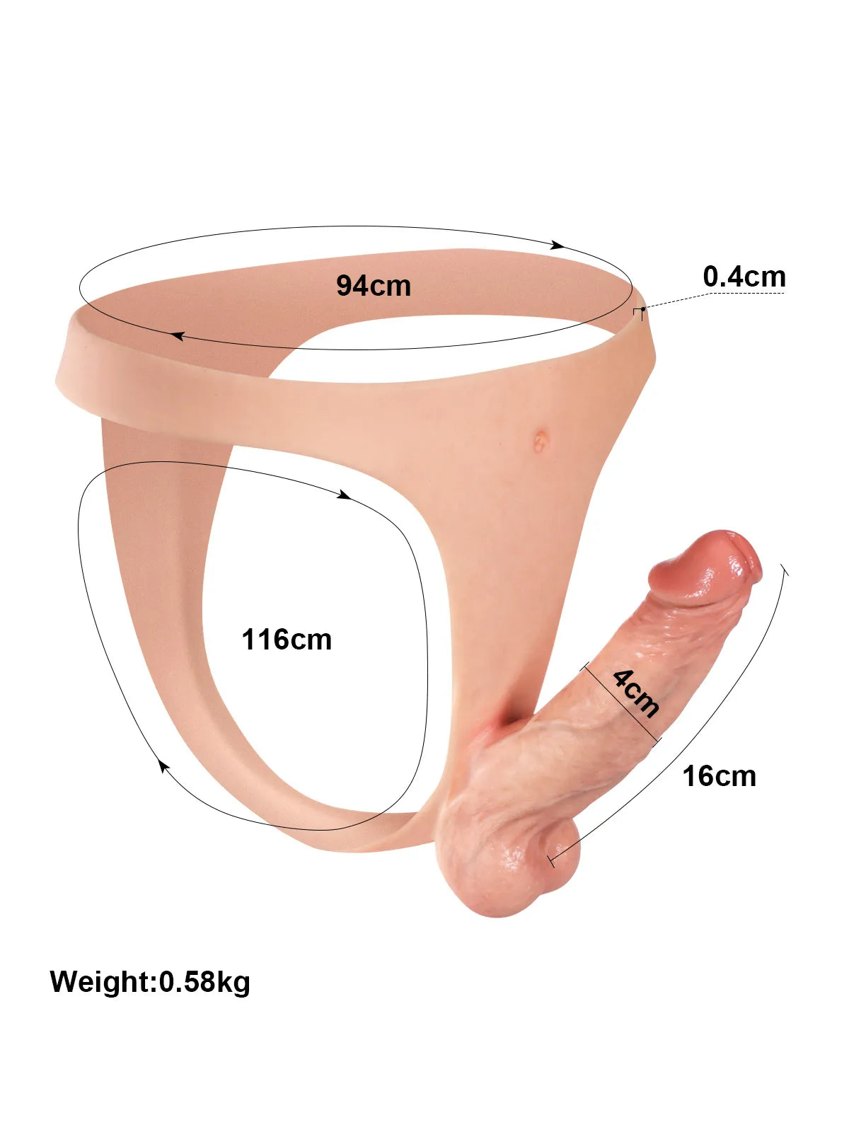 Nick - Lichtgewicht Siliconen Voorbind Dildo met Slanke Riem - 16 cm