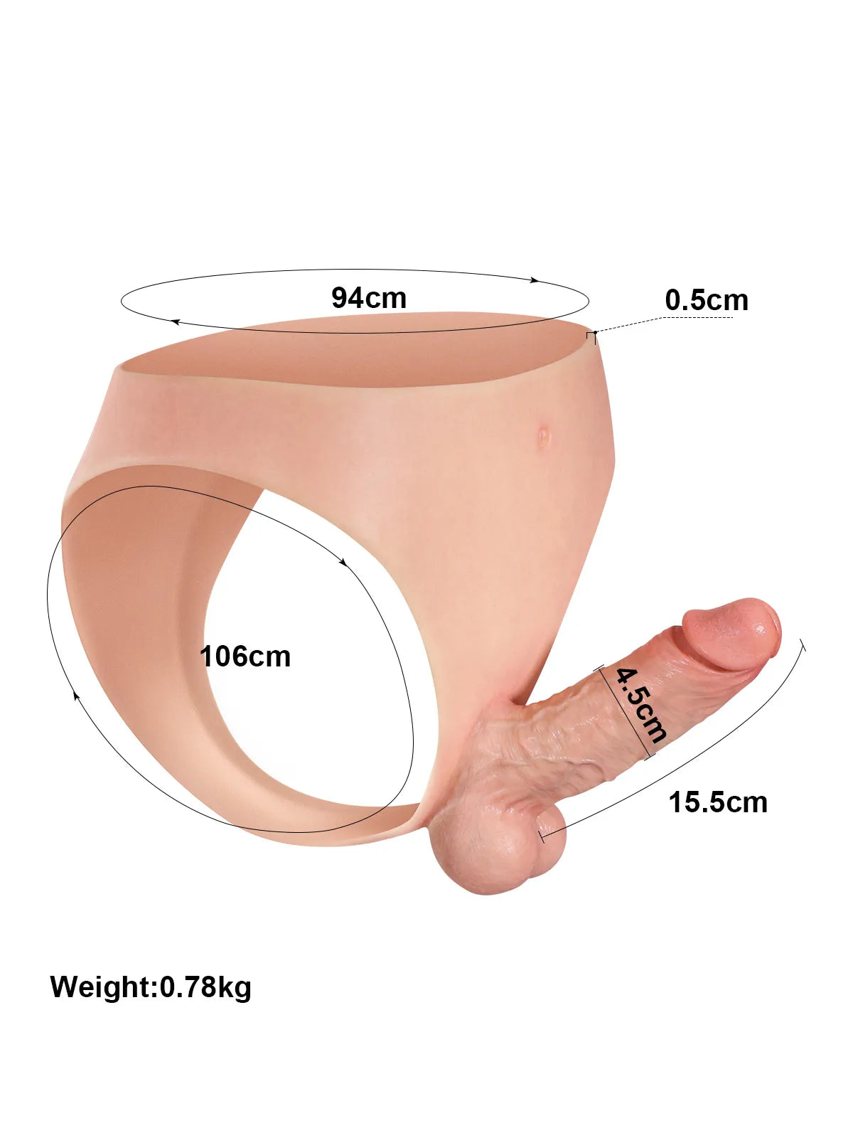 Owen - Levensechte Siliconen Voorbind Dildo met Stevige Kern - 15,5 cm