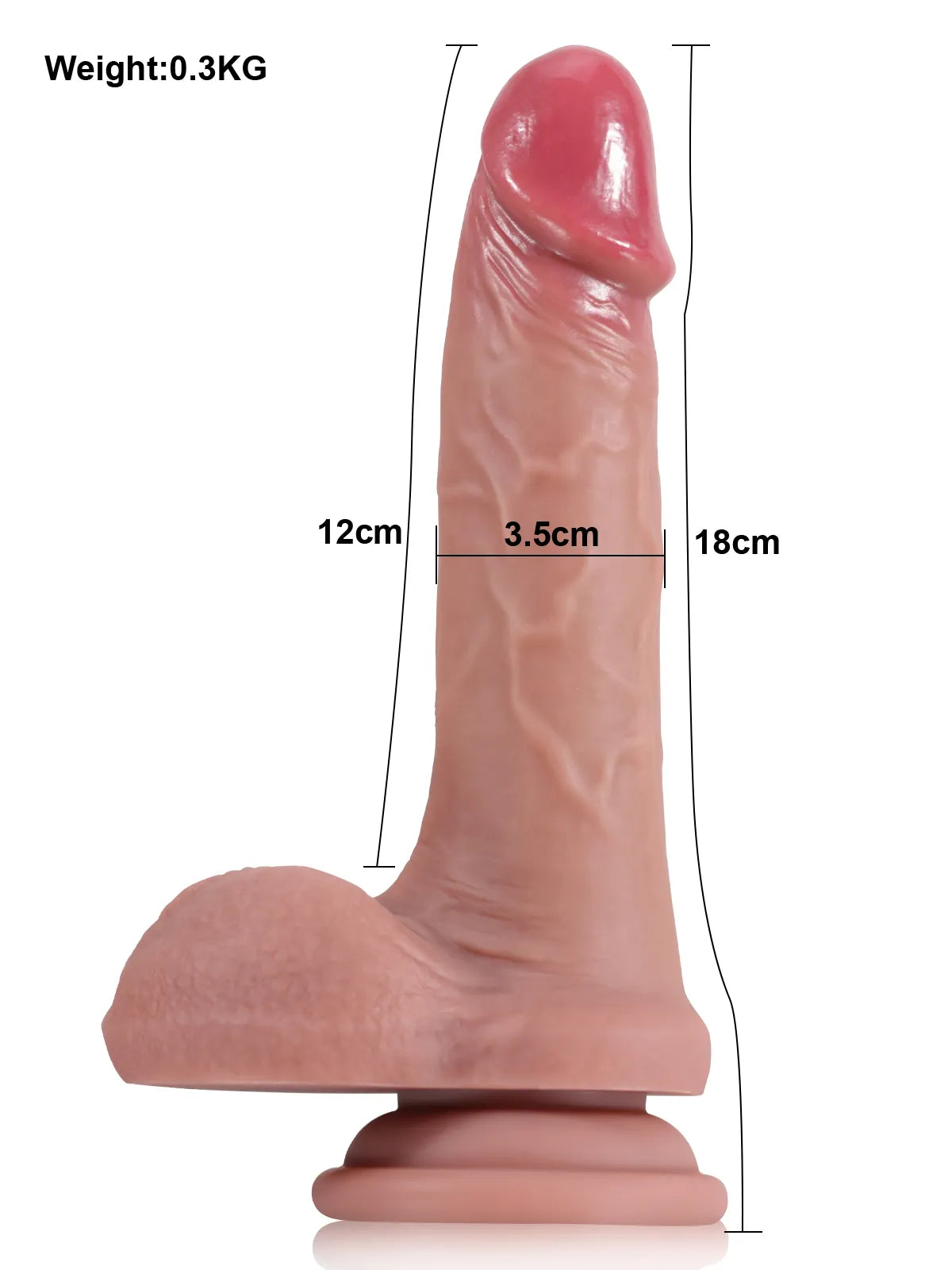 Phillip - Bruine Kleine Dunne Zachte Glijdende Huid Dildo - 18 cm