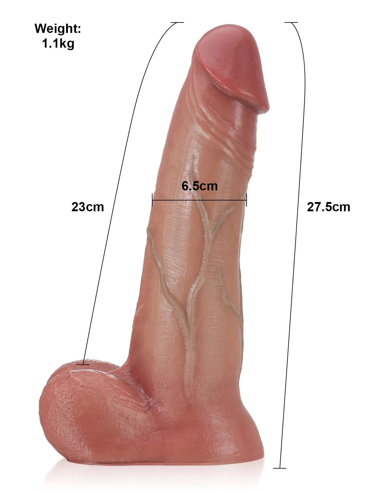 Raptor - Dikke Grote Vac-U-Lock Dildo met Glijdende Huid en Beweegbare Ballen - 27,5 cm