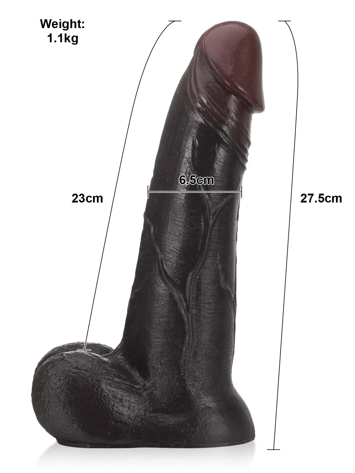 Raptor - Zwarte Dikke Grote Vac-U-Lock Dildo met Glijdende Huid - 27,5 cm