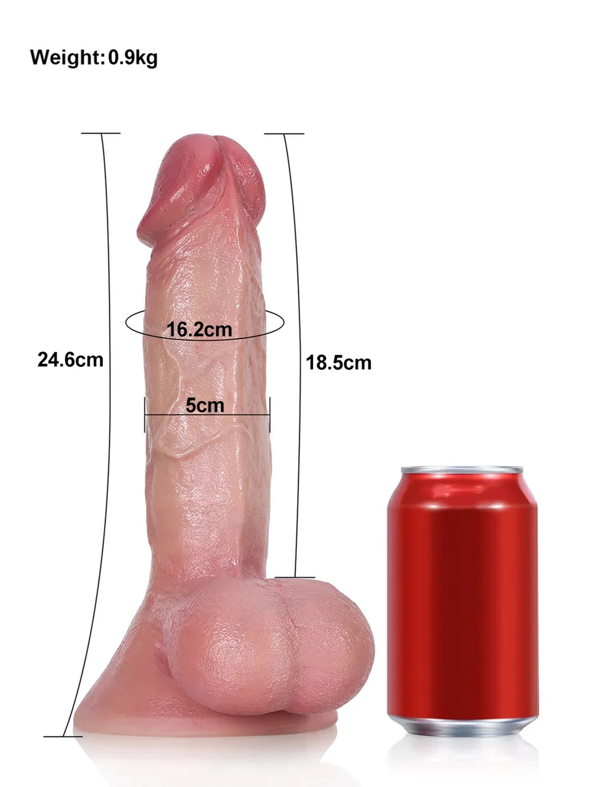 Rob - Realistische Dildo met Flexibele Metalen Kern en Ballen - 24,6 cm