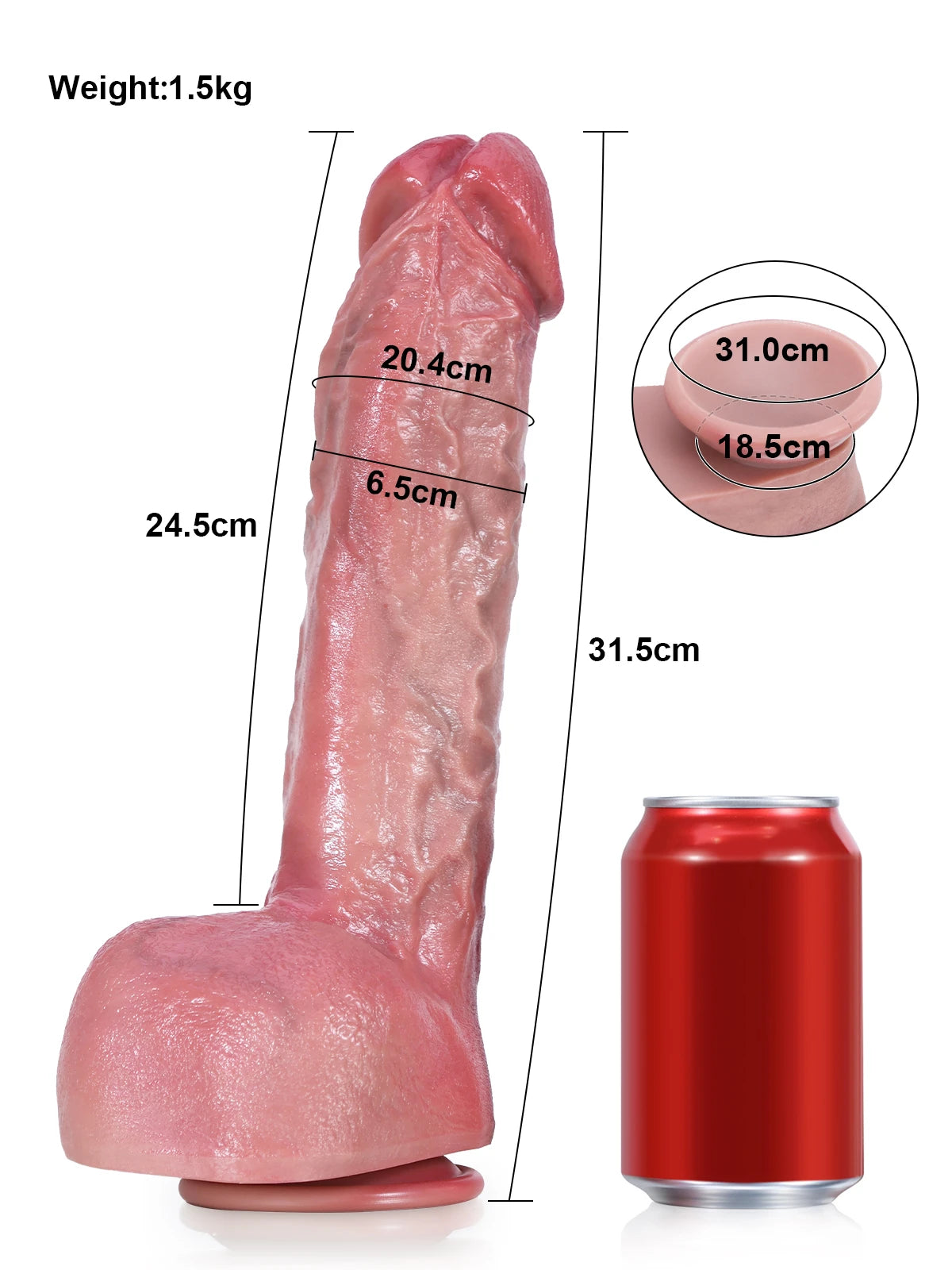 Robin - Grote, Dikke Dildo met Flexibele Metalen Kern - 25 cm/31,5 cn