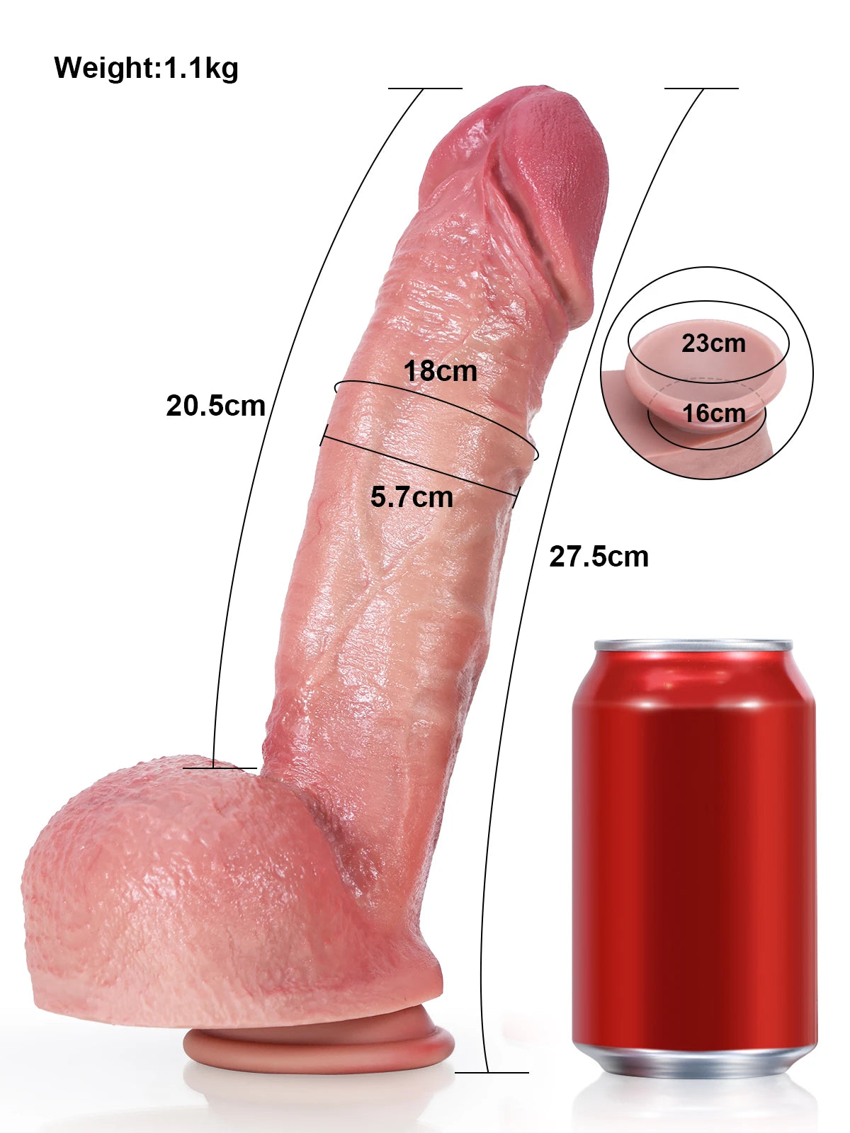 Rockwell - Grote Dikke Realistische Dildo met Buigbare Metalen Kiel - 27,5 cm