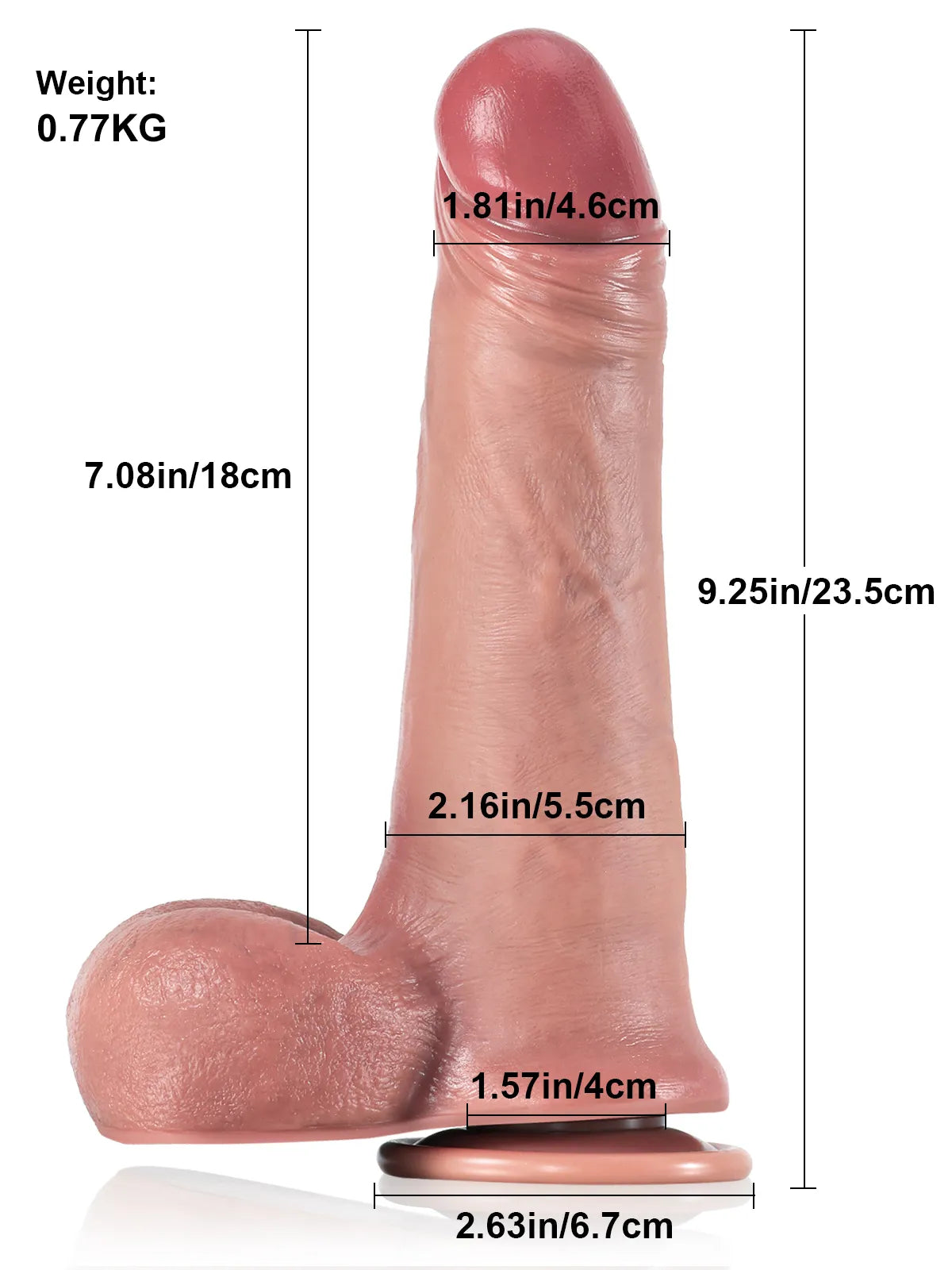 Sam - Realistische Dildo met Slijdende Huid en Beweegbare Ballen - 23,5 cm