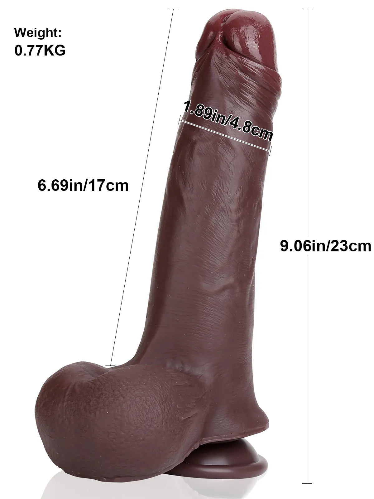 Sam - Zwarte Realistische Dildo met Slijdende Huid - 23,5 cm