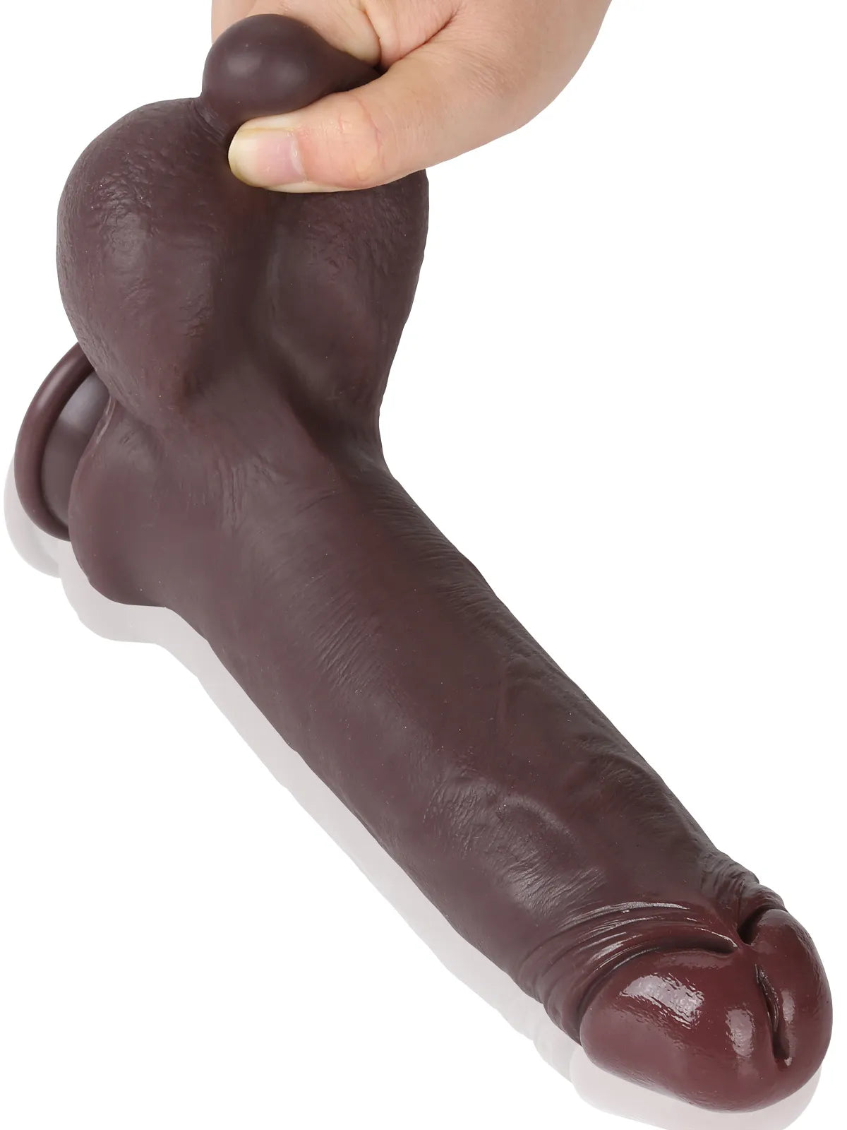 Sam - Zwarte Realistische Dildo met Slijdende Huid - 23,5 cm