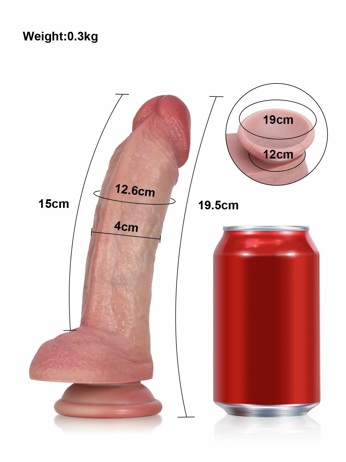 Sebastian - Realistische Siliconen Dildo voor Beginners - 19,5 cm