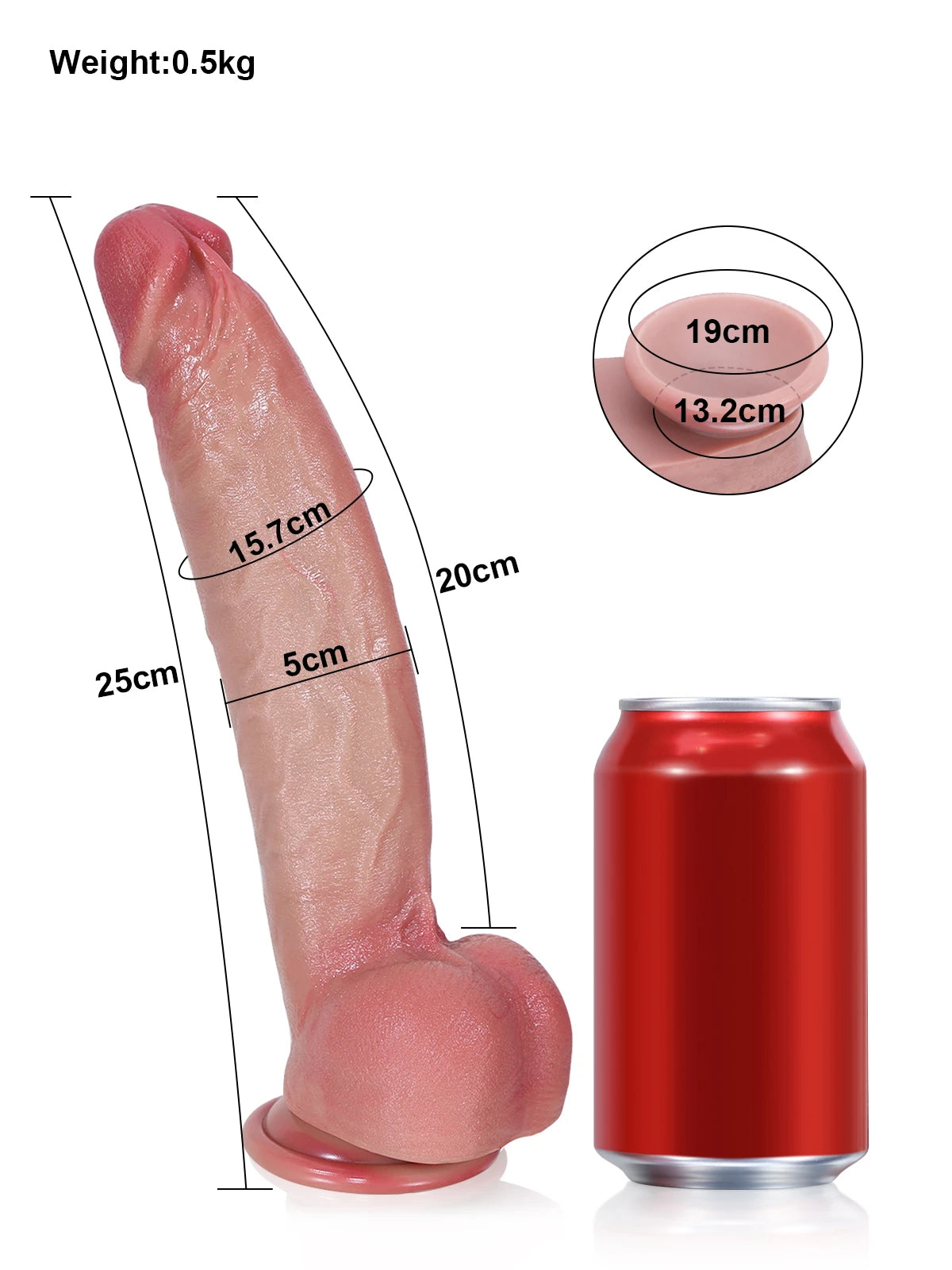 Shane - Dikke Realistische Dildo met Flexibele Metalen Kiel - 25 cm