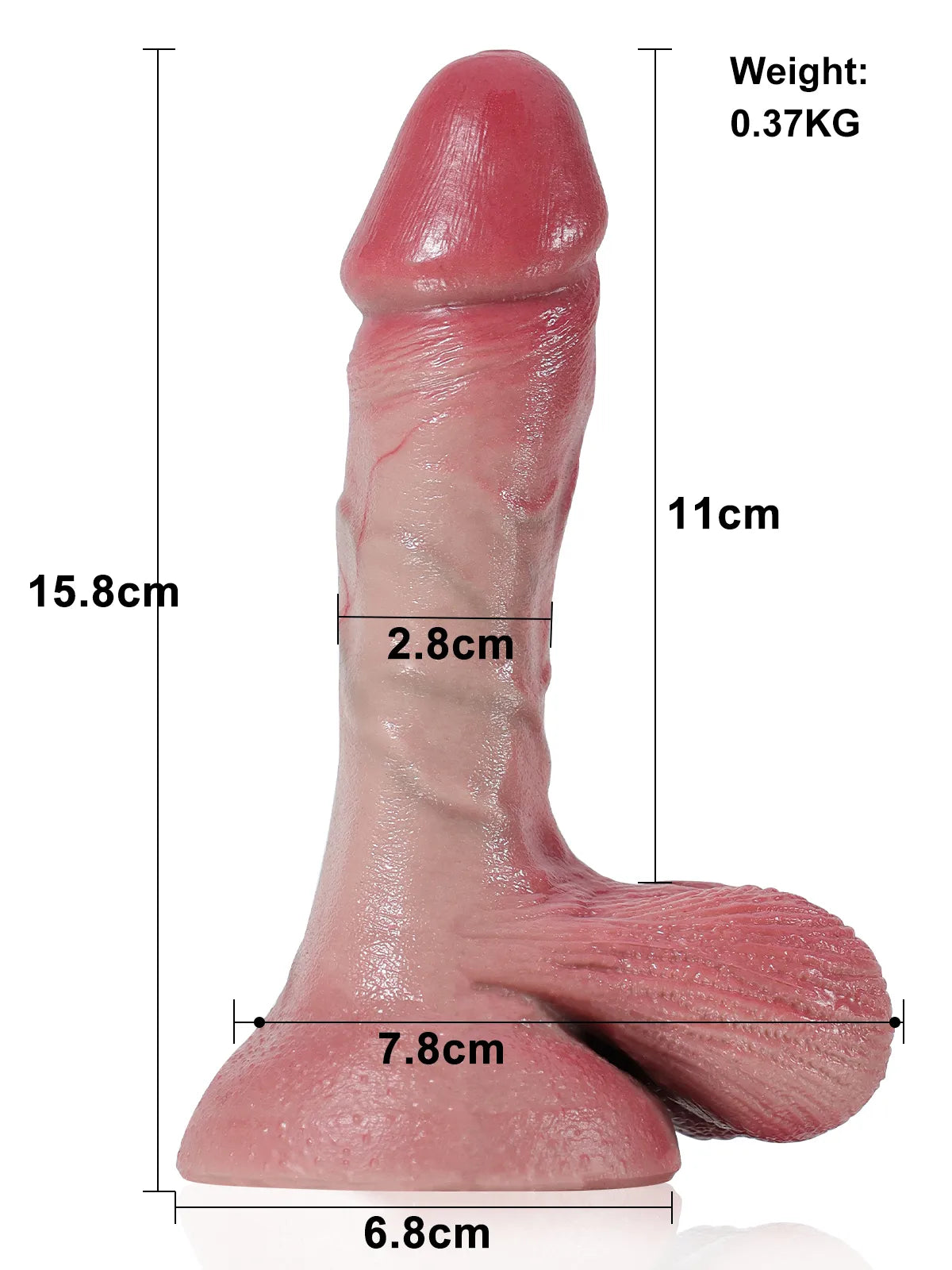 Smith - Kleine Realistische Zachte Dildo met Beweegbare Ballen - 15,8 cm