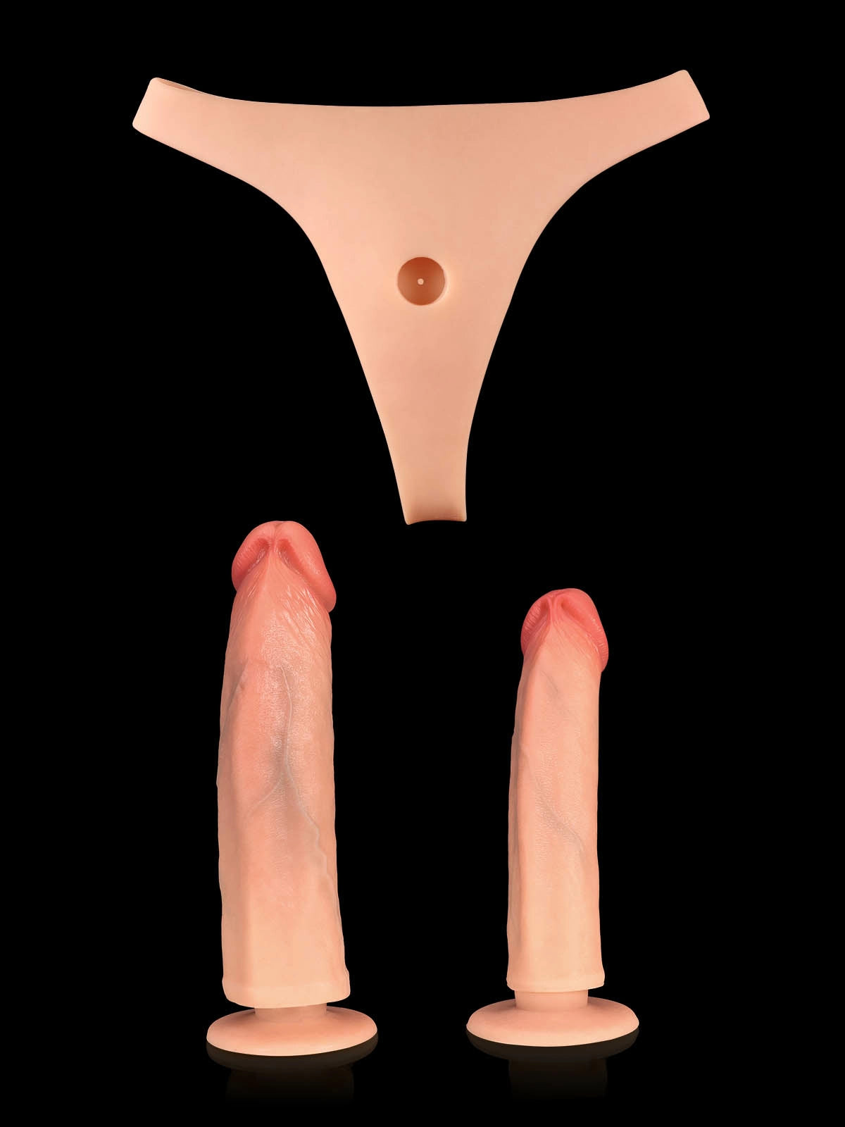 Thalyn - Voorbind Strap-On Set met 2 Verwisselbare Dildo's M en L - 19,8 en 21,6 cm