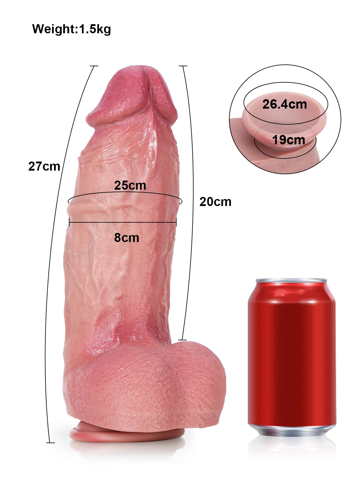 Thor - Grote Dikke Realistische Dildo met Volle Schacht - 23 cm/27 cm