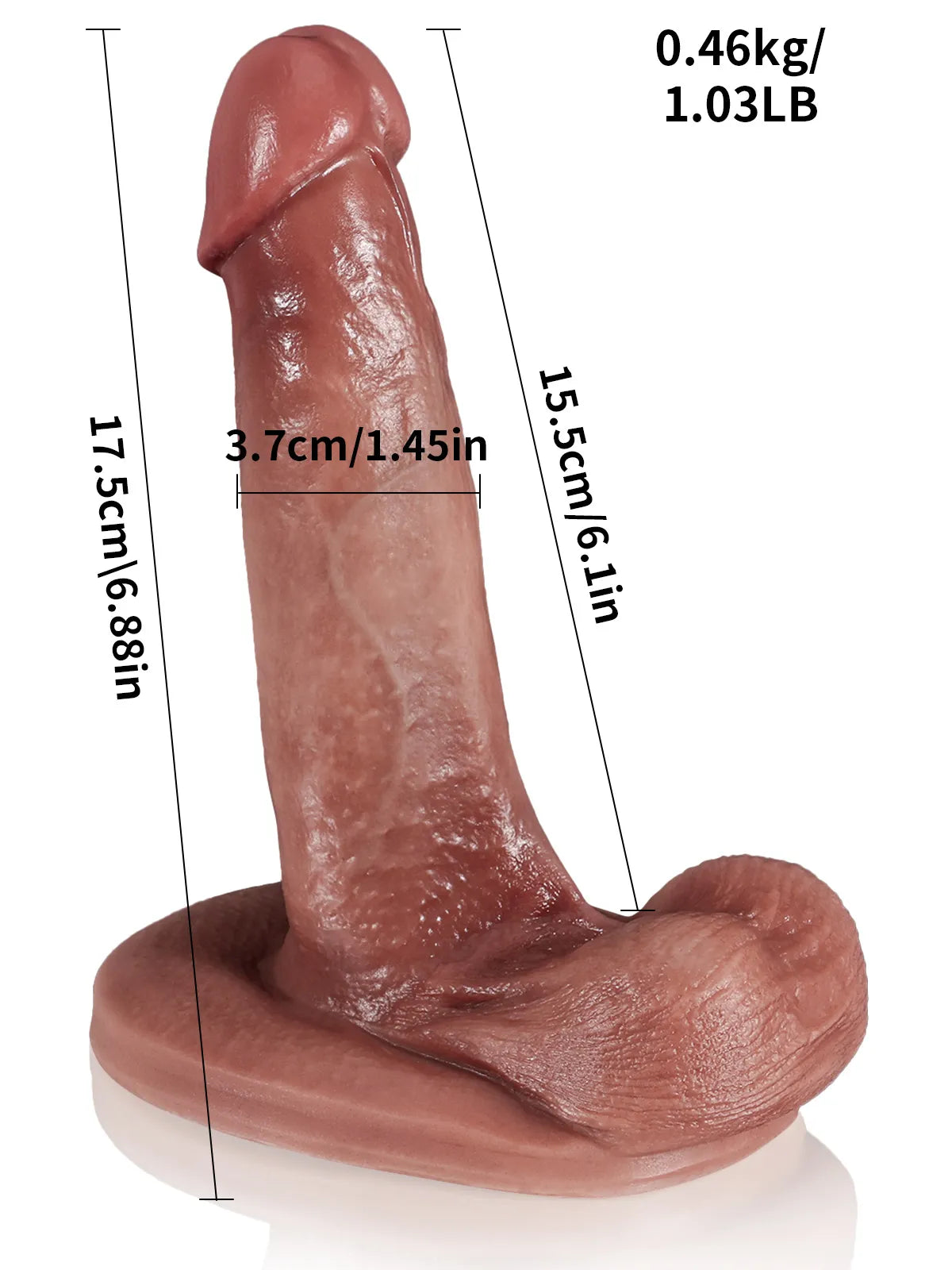 Tom - Kleine Realistische Bruine Dildo met Slijdende Huid en Ballen - 17,5 cm