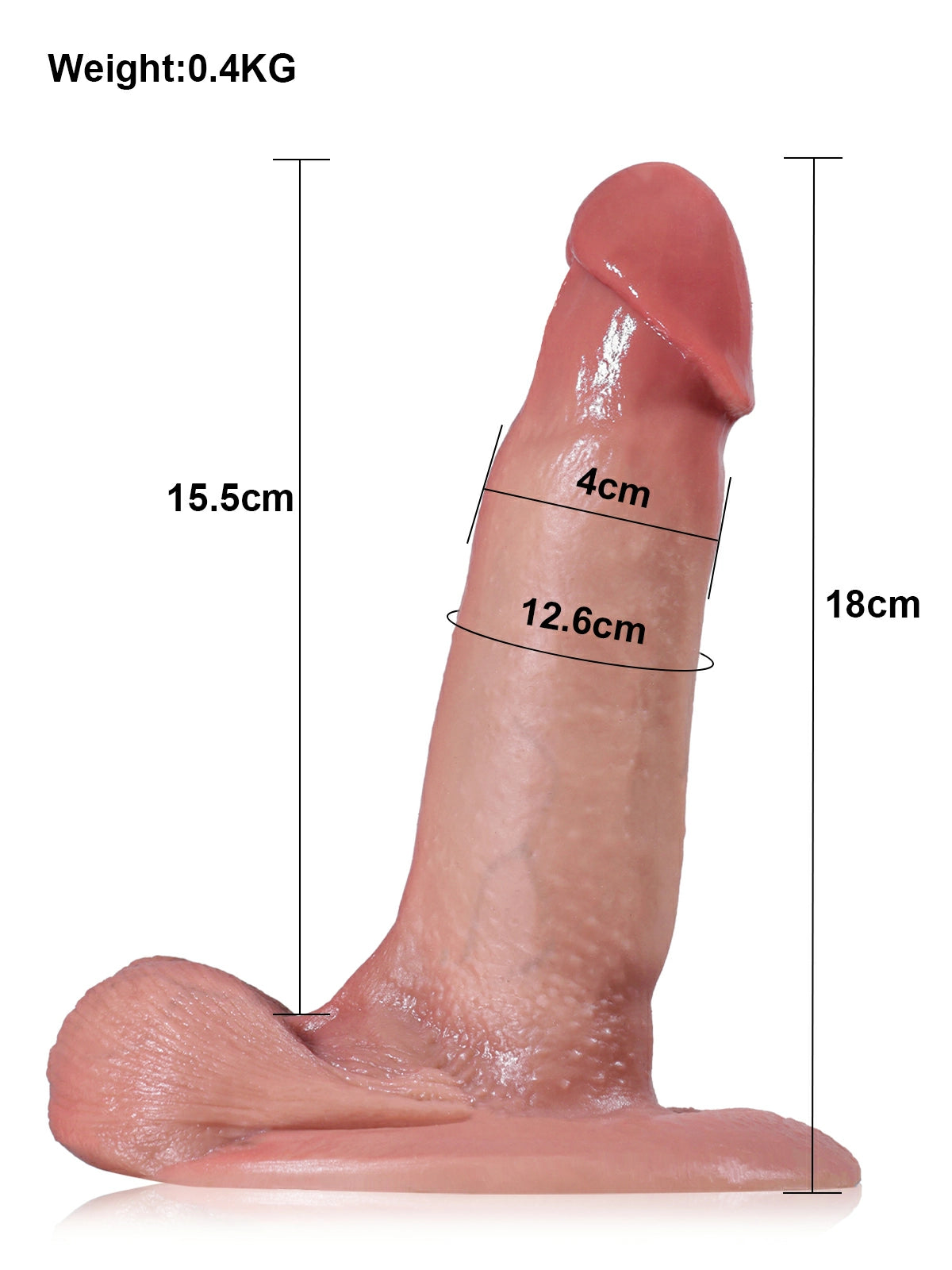 Tom - Realistische Dildo met Glijdende Huid en Beweegbare Ballen - 18 cm
