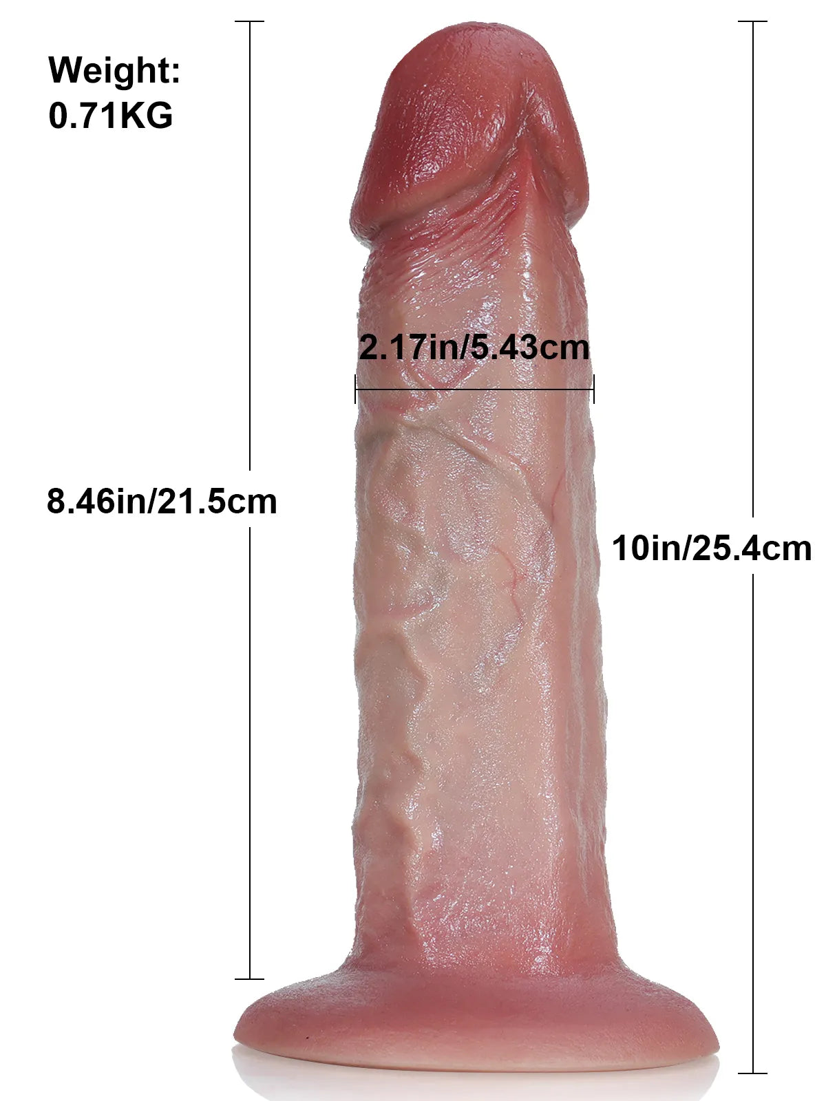 Tony - Dikke Grote Dildo met Realistische Huid zonder Ballen - 25,4 cm