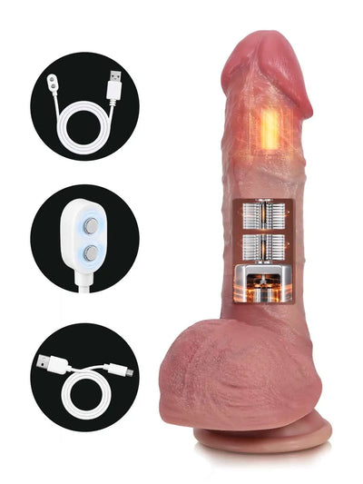 Victor - Stotende Dildo met Vibratie, Verwarming en 9 Standen - 22,4 cm