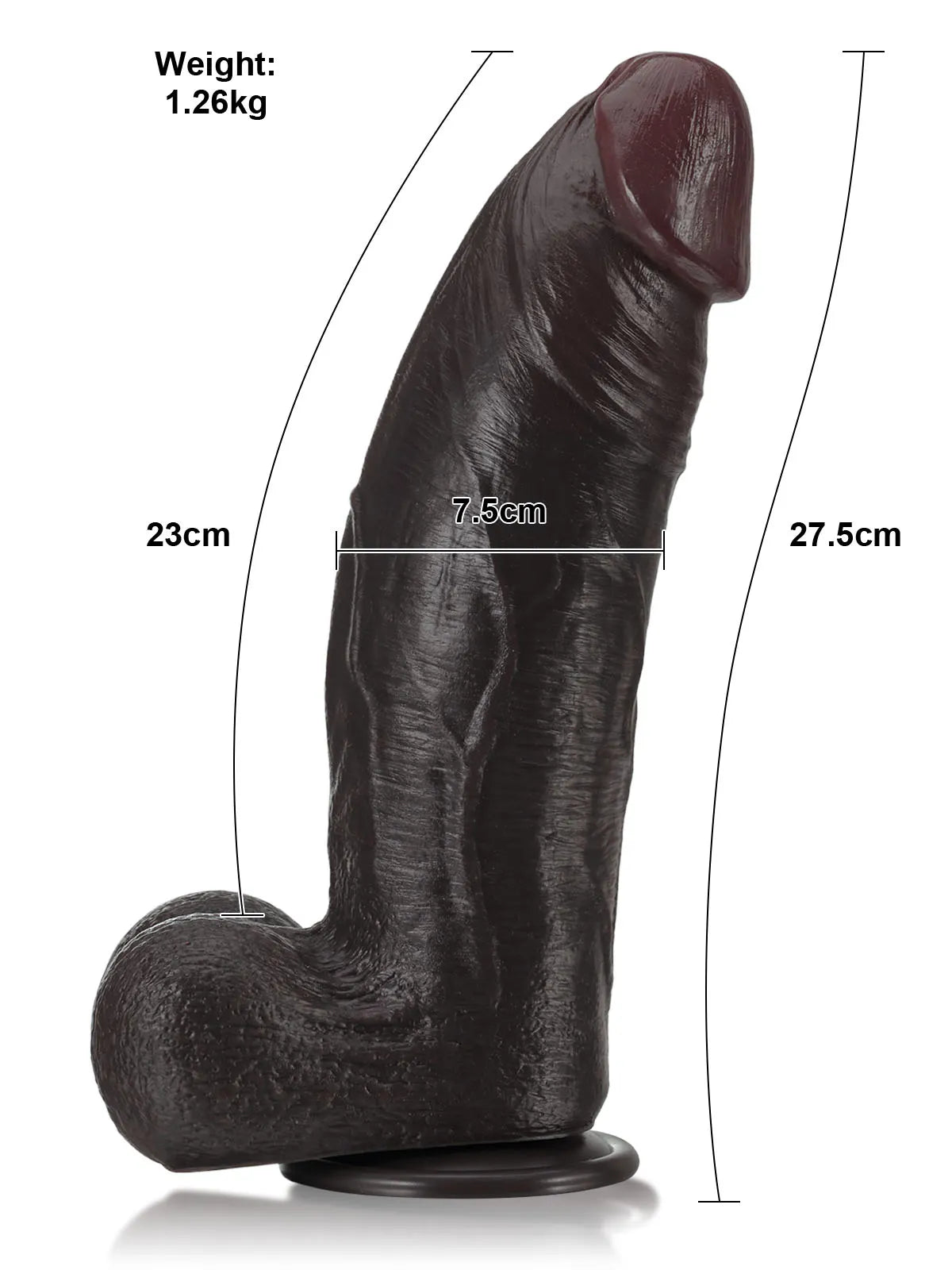 Zeus - Extra Grote Dikke Zwarte Dual-Density Dildo - 27,5 cm